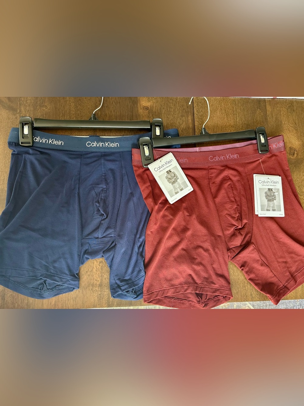 NWT! 2 Calvin Klein Men's Modal Stretch Boxer Briefs - Navy & Burgundy